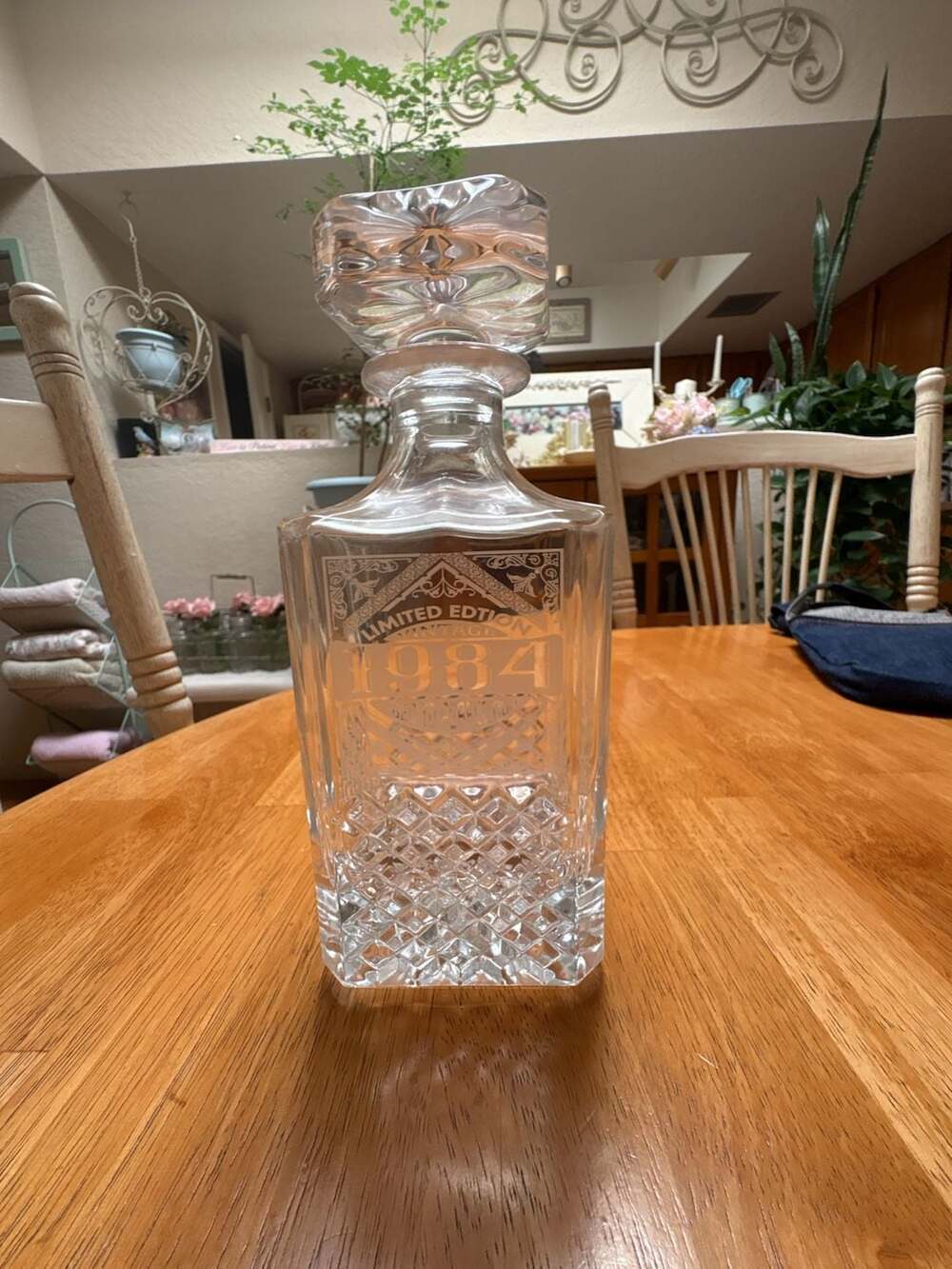 Limited Edition 1984 Vintage Etched Crystal Whiskey Decanter